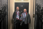 Gareth with Chesham United Chairman Peter Brown outside Number 10