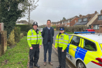 Gareth on patrol with local police officers