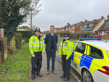 Gareth on patrol with local police officers